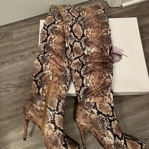 Jessica Simpson Brown Snakeskin Over the Knee Boots